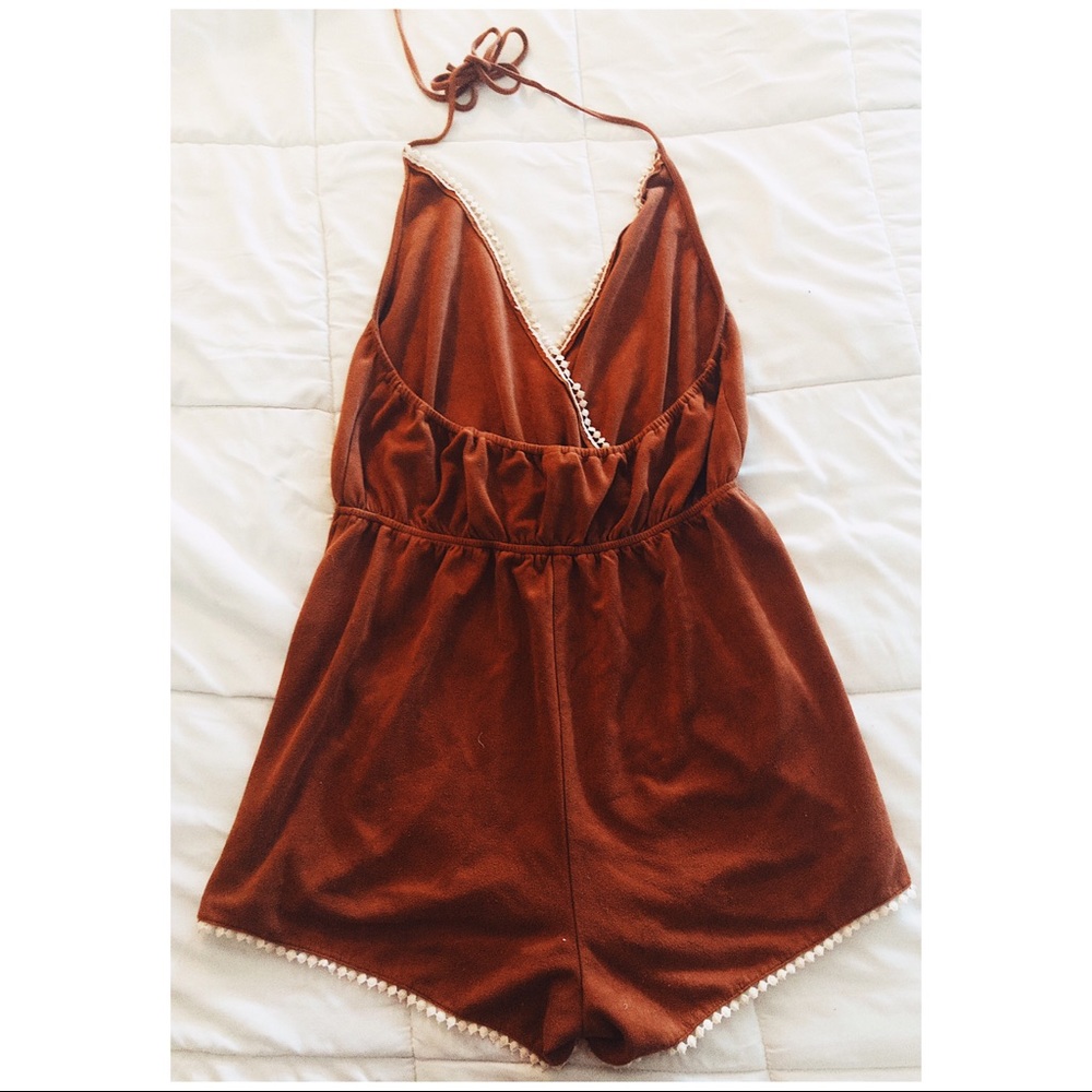 Design Lab Suede Romper with White Crochet Lining - Picture 3 of 3